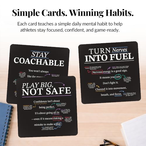 Athlete Mindset & Motivation Cards – 52 Winning Habits for Confidence, Grit & Mental Toughness – For Athletes, Coaches & Parents – Includes Wooden Display Stand – Gift for Athletes & Coaches - style: Athlete Mindset