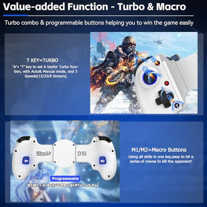 Megadream Mobile Gaming Controller for iPhone/Android - iPad/Tablet - Cloud Game - NS-Switch/PS4 - Turn Your Phone into a Gaming Console - PS5/Xbox Remote Play Streaming, Call of Duty, Diablo, White - color: White