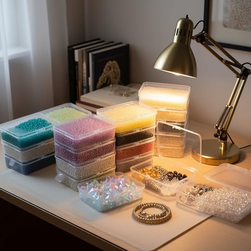 Rectangular Clear Plastic Storage Containers, 12 Pack | 4.5 x 3.3 x 1.1 inch, Hinged Lid, For Beads and Small Craft Items - size: 4.5 x 3.3 x 1.1 inch