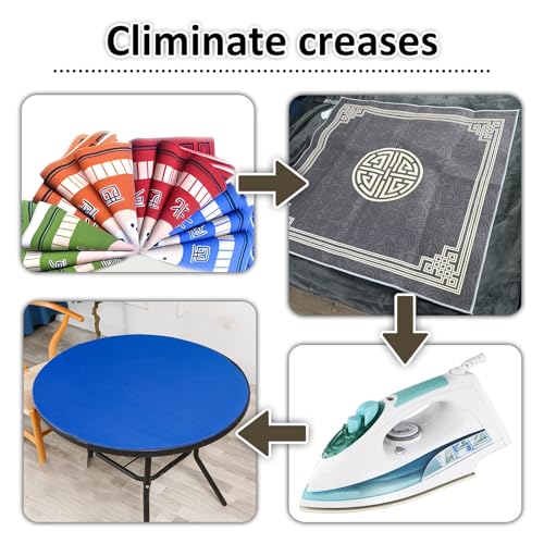 Round Mahjong Mat Thickened and Non-Slip Mahjong Table Cover with Rubber Backing Home Play Mat for Poker, Card, Board, Tile Games(Blue,60cm/27.55in) - color: Blue, size: 60cm/27.55in