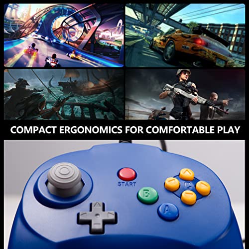 Mini Controller for N64 Console, Retro N64 Wired 64-bit Remote Game Controller Upgraded Joystick Gamepad Replacement Blue - color: blue