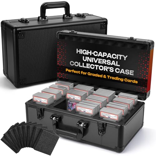 FunGuys Graded Card Storage Box, Trading Card Case for PSA Graded Pokemon, Sports Card Storage Boxes as PSA Holder, Baseball Card Slab Case Holder for Trading Cards - color: Black and Black, size: 4 Row - 18 X 10 X 7 Inches