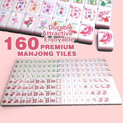 American Mahjong Game Set, Portable Carrying Bag,Acrylic 160 Tiles,Western Mahjong Tiles Set,Complete Ma Jong Set (Purple) - color: Purple