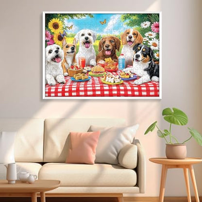 300 Pieces Puzzles for Adult, Dog Jigsaw Puzzles 300 Pieces for Adults Children Seniors, Vibrant Imagery Flower Jigsaw Puzzle, Challenging Activity Game Gift for Family Friends 20.5x15 Inches - style: Dog Party