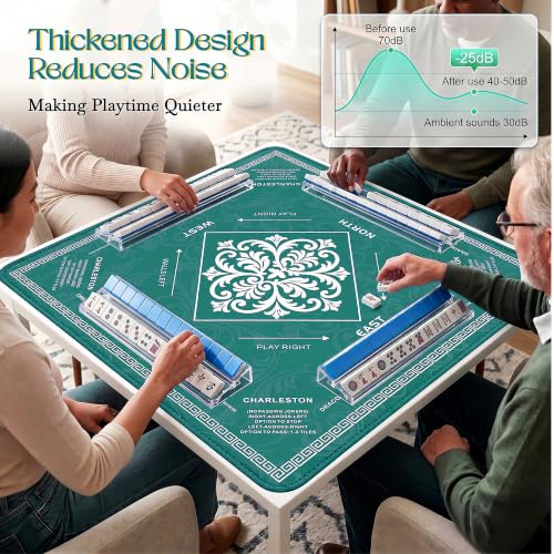 KJGNHQA Green Mahjong Mat for Table 32.5"x32.5" - color: Green