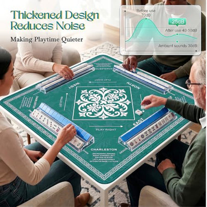 KJGNHQA Green Mahjong Mat for Table 32.5"x32.5" - color: Green