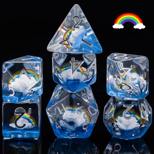 DND Resin Dice Set, Polyhedral D&D Dice Inclusion Dice for Dungeons and Dragons MTG RPG for 15 Years and Up - color: Rainbow