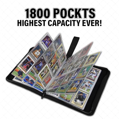 1800 Pockets Trading Card Sleeves, Premium 9-Pocket 100 Pages, Double-Sided Baseball Binder Sleeves, Protectors Binder Sheets for TCG Card Storage - Fits 3 Ring Binder (100 Sheets) - size: 100 Sheets
