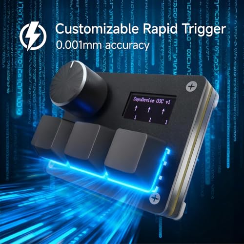 O3C Rapid Trigger Keyboard With Hall Magnetic Switch For OSU Geometry Dash | Rhythm Games,with Knob and Screen,Copy Paste,Shotcut,Macro Hotswap Mini Keypad Magnetic Linear Switches - color: Black, size: Gateron Jade Pro Green Switch