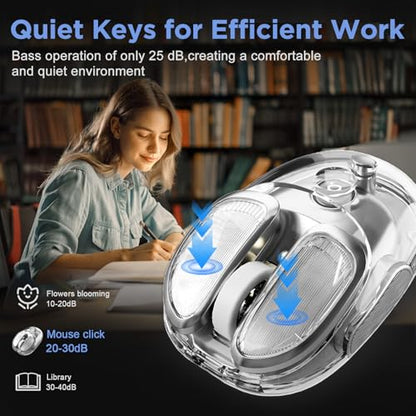 Q9 Wireless Mouse, 2.4G/BT Dual Mode, 4 Adjustable DPI (800-4800), Ultra-Quiet Click, Bluetooth Mouse with RGB Breathing Light, 500mAh Long Battery, Portable for PC/Laptop/Mac/Tablet(Silver) - color: Silver