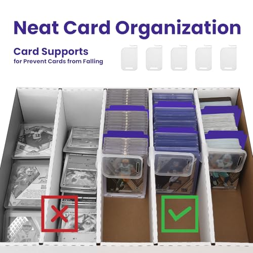 2 Pack Toploader Trading Card Storage Box,5Row 3200 Count Card Box,Bulk Box | Cardboard Storage Box With divider&Card Supporters for TCG/Magic/Mtg/Sports Cards/Baseball/ Game Card Storage and Collection - size: 2-PACK