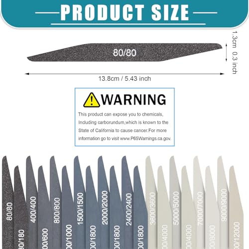 Honoson 20 Pcs Sanding Sticks for Plastic Models 3D Print Polishing Sticks Assorted Metal and Wood Sanding Tools Accessory for Model Craft Amateur Beginner(Low Grits and High Grits,Double Angle Shape) - style: Double Angle Shape