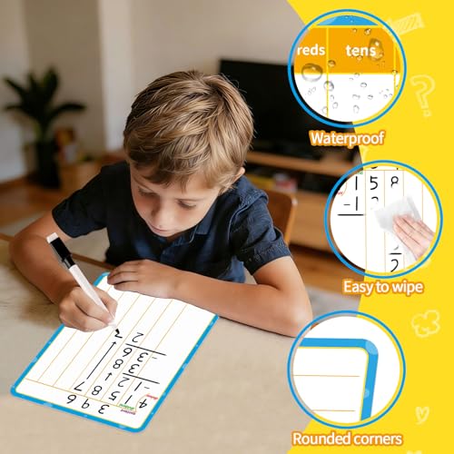 12 Pack Double Sided Division Dry Erase Board,12" x 9" Multiplication Flash Cards,Math Manipulatives Small White Board for Kids,Math Games Chart for Preschool Learning,Homeschool Essentials - style: Division