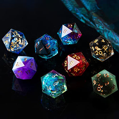 Single D20 Dice - 22mm, 20 Sided D&D Dice for Dungeons and Dragons, DND Dice with Resin Sharp Edge, Handmade Polyhedral for RPG, Roleplaying Games MTG Table Games(Gradual Purple) - color: D20-gradual Purple
