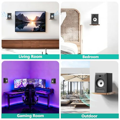 WALI Speaker Wall Mount, Heavy Duty Bookshelf Speaker Floating Wall Shelves, Surround Sound Speakers Stand for Living Room, Home Theater and Gaming Room, Holds up to 55 Lbs, (SWM302), 1 Pair, Wood - color: Wood, size: 7.87" x 7.87"