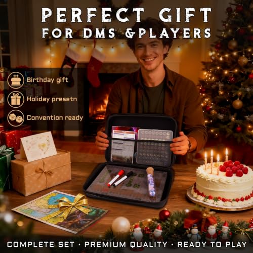 CZYY Mini RPG Adventure Kit with DM Screen, Maps, Tokens & Dice | Portable EVA Case, 8 Dry-Erase Maps, 9 Reference Inserts, Travel-Ready DND Starter Set, Small Table Play, Gift for DMs