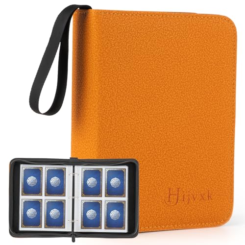 4 Pocket Card Binder for 400 Cards,Premium PU Zipper Card Collection Album,Wear Resistant & Matte Finish,Top Loader Card Collection Binder for YuGiOh,MTG,TCG,Game Cards & Sports Cards,Orange - color: Orange, size: 4 Pocket 400