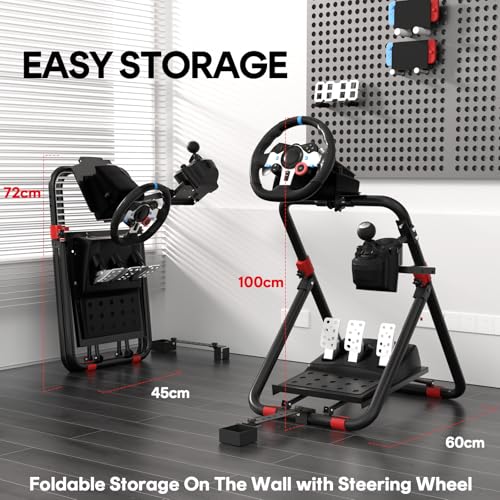 Racing Wheel Stand, Foldable Adjustable Steering Wheel Stand for Logitech G29 G920 G923 G27 G25, Thrustmaster T248X T248 T300RS T150 458 TX, Compatible with PS4 PS5 PC
