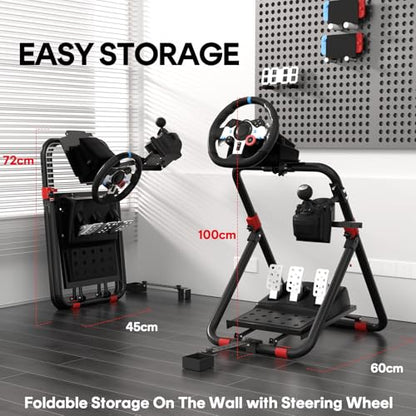 Racing Wheel Stand, Foldable Adjustable Steering Wheel Stand for Logitech G29 G920 G923 G27 G25, Thrustmaster T248X T248 T300RS T150 458 TX, Compatible with PS4 PS5 PC