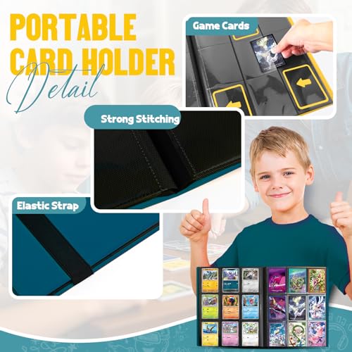 Card Binder 9-Pockets, Trading Card Binder, 20 Pages, 360 Card Capacity Collection Binder, Card Folder for MTG, TCG, Game Cards & Sports Cards (Malachite Blue) - color: Malachite Blue