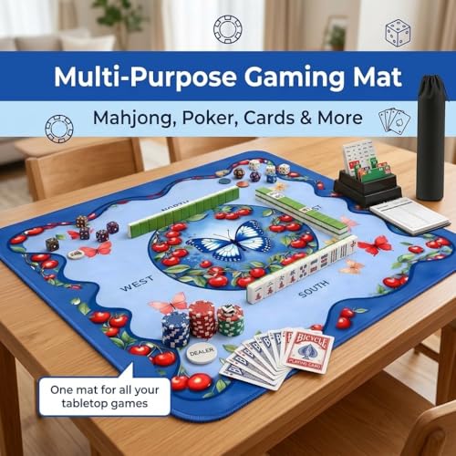 Mahjong Mat for Table, Rubber Neoprene Mahjongg/Mah Jongg Table Mat & Cover – Non-Slip Anti-Slip Plain Noise Reducing Gaming Mat Mahjong, Poker, Card Games, Board Games & Dominoes