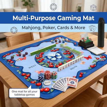 Mahjong Mat for Table, Rubber Neoprene Mahjongg/Mah Jongg Table Mat & Cover – Non-Slip Anti-Slip Plain Noise Reducing Gaming Mat Mahjong, Poker, Card Games, Board Games & Dominoes