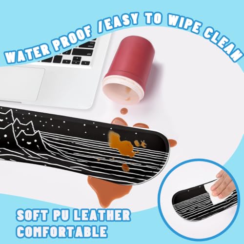 Black White Cat Desk Mat Set Minimal Mountain Ocean Night Mouse Pad with Wrist Rest 4in1 Desk Mat for Desktop Ergonomic Keyboard Wrist Support Anti-Slip Computer Mouse Pad Home Office Gaming - color: Black White Cat