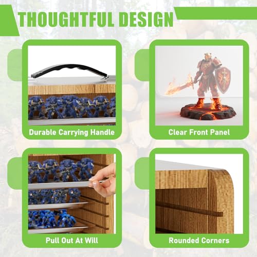 Miniature Storage Case for Collectibles Miniatures, Wooden Display Cases with 6 Trays, Miniature Display Case Miniatures Transport Case (Walnut Brown) - color: Walnut Brown