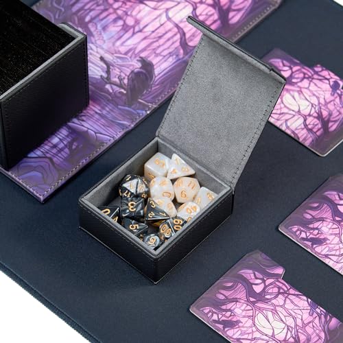Card Deck Box For MTG Commander, Fits 100 Double-Sleeved Cards, Premium Leather, TCG Deck Box For Magic EDH, Magnetic Case with 3 Dividers & Dice Storage Box (Decaying Swamp) - color: Decaying Swamp, style: Deluxe