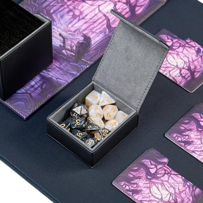 Card Deck Box For MTG Commander, Fits 100 Double-Sleeved Cards, Premium Leather, TCG Deck Box For Magic EDH, Magnetic Case with 3 Dividers & Dice Storage Box (Decaying Swamp) - color: Decaying Swamp, style: Deluxe