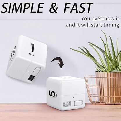 Gravity Sensor Flip Cube Timer Countdown Reminder Doing Time Management for Kitchen, Bedroom, Office, Living Room, Desk 15-20-30-60 Minutes(Black) - color: Black