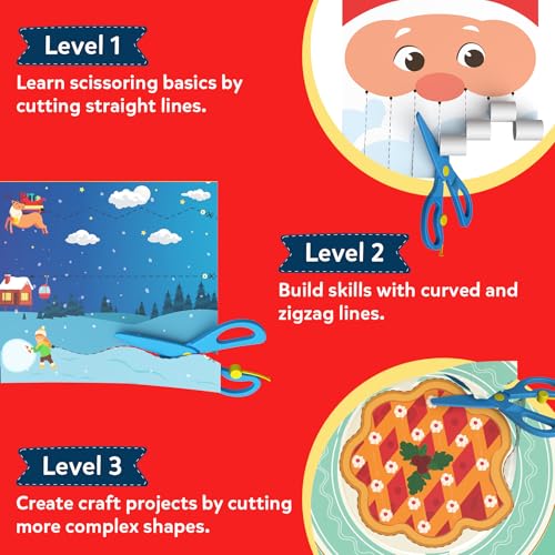 Skillmatics Scissor Skills Preschool Activity Book – Snip Snip Christmas | 25 Cutting Activities for Preschoolers, 2 Child–Safe Scissors, Felt Craft Kit, Fun Gift for Kids Ages 3, 4, 5, 6, 7 - style: 6. Holiday Magic