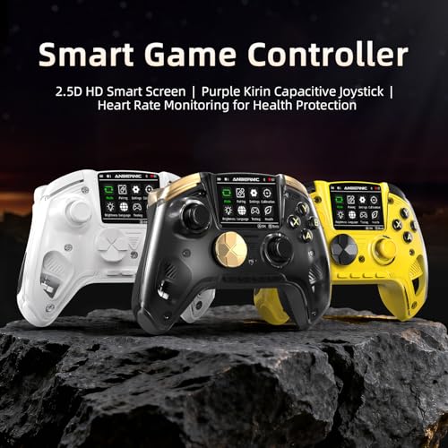 Voacle RG G01 Interactive Screen Wireless Gaming Controller Compatible with PC/Steam/Linux/Android/Switch/IOS 2.4G Wireless Bluetooth Controller Gamepad Hall Effect Triggers(Black) - color: Black