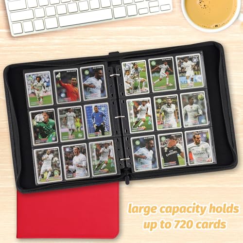 Trading Card Binder, Card Collection Binder Album Folder with 720 Side Loading Pockets, 9 Pocket Trading Card Album Folder for TGC,MTG, Baseball Cards, Yugioh - color: A-red