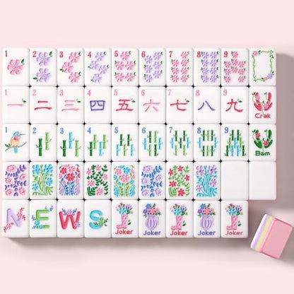 American Mahjong Tiles, Mahjong Travel Set, 160 Pink 4 Layer Mah Jong Game Tiles with Tile Bag, Gift-Ready Storage Box, 4 Dice with Pouch, Western Mah Jongg, Majong - color: Pink