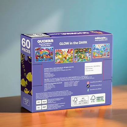 4 x 60 Piece Puzzles for Kids Ages 4-6 - Educational Kids Puzzles Ages 4-8 | Glow-in-the-Dark - Farm Bugs, Tropical and Ocean Animals - Toddler Puzzle - Learning Kids Games Ages 4-8 - Gift for Children - color: 4x60 Bugs