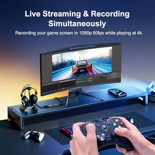 4k HDMI Capture Card for Streaming, Full HD 1080P 60FPS Capture USB 3.0 Game Audio Video Capture Card,for PS4/PS5/Xbox/Switch/OBS/Camera/PC/Laptop/Mac Plug and Play