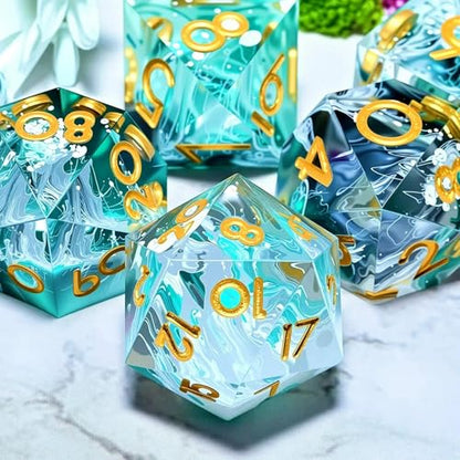 Dungeons and Dragons dice Set DND, polyhedral D&D Resin dice Set, Suitable for Role-Playing dice Game RPG Pathfinder DND dice Set - color: Resin Cloud Line