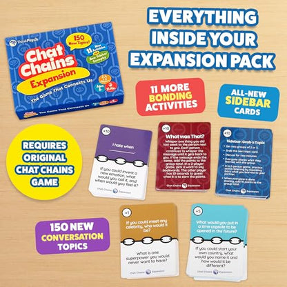 ThinkPsych Chat Chains Expansion Pack | Social Skills Games | Therapy Games for Teens and Kids | Ages 8-99 | Therapy Conversation Cards | 15 Mins Playtime - style: Chat Chains Expansion
