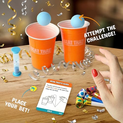 Gutter Games Beat That! Family Game Night Set - 160 Wacky Skill Challenges - Fun Party Activities for Kids and Adults - Interactive Group Game for Birthdays, Holidays, and Gatherings - style: Beat That! Core Game