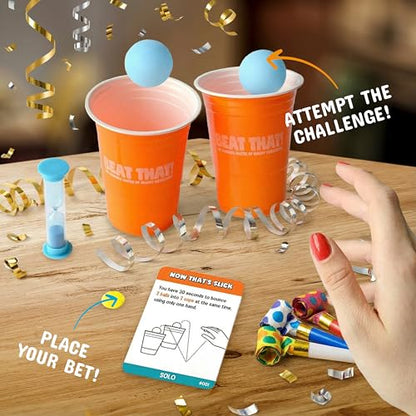 Gutter Games Beat That! Family Game Night Set - 160 Wacky Skill Challenges - Fun Party Activities for Kids and Adults - Interactive Group Game for Birthdays, Holidays, and Gatherings - style: Beat That! Core Game