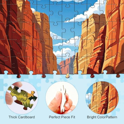 4-Pack 100 Piece Puzzle, National Parks 100 Piece Puzzles for Adults Seniors, Zion Acadia Joshua Tree Lake Tahoe Large Piece Puzzles for Seniors Adults, Mountain Lake Nature Landscape Puzzle Gifts