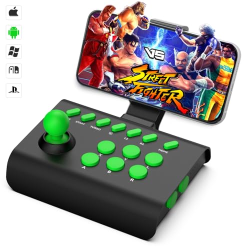arVin Arcade Fight Stick Joystick Game Controller for iPhone iOS Android PC Fighting Stick for Nintendo Switch/PS3/PS4 Arcade Rocker Gamepad with Turbo & Marco for Emulators/Cloud/PS Remote Play/Steam - color: Black&Green