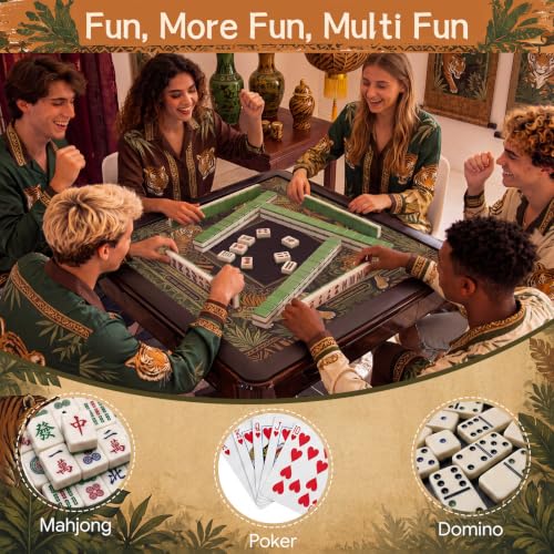 Drydiet Mahjong Mat for Table 31.5 x 31.5 Inch American Mahjong Mat with Carrying Bag, Non-Slip Noise Reduction Table Item for Family Poker Domino Board Game Night & Party Use(Tiger) - style: Tiger