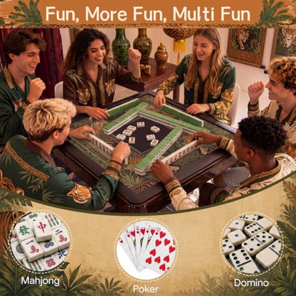 Drydiet Mahjong Mat for Table 31.5 x 31.5 Inch American Mahjong Mat with Carrying Bag, Non-Slip Noise Reduction Table Item for Family Poker Domino Board Game Night & Party Use(Tiger) - style: Tiger