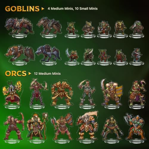 Skinny Minis Monster Villains Collection, 100 Monster Flat Minis, 5e & Pathfinder Minis for TTRPG, 2D Monster Miniatures for Tabletop RPG