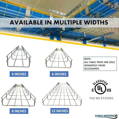 Kable Kontrol Tray Covers – 4" Wire Mesh Cable Tray Cover - Wire Mesh Tray Cable Management Rack Cable Basket, Zinc Plated Steel NEC Approved for Network, Fiber Optic, Cabling Accessory - size: Tray Covers - 4"