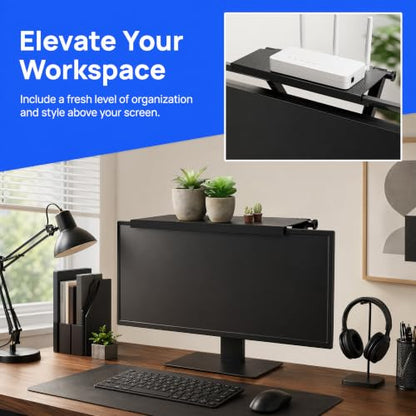 11.5 Inch Adjustable Screen Top Shelf Organizer for TV Computer Monitor Flat Screen, TV Mount Top Shelf Used to Place Soundbar Cable Box Speakers Apple TV Play-Station Camera Frames Remote - size: 11.5