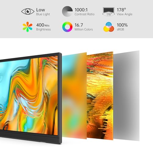 MNN 14" 1200p USB-C HDMI HDR Portable Monitor | 14" 16:10 1200p IPS 400nit HDR, USB-C/HDMI, speakers, ultra-slim, plug&play, for PC/Mac/Phone. - size: 14" 1200P