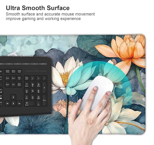 Large Mouse Pad, Desk Mat Computer Keyboard Pad Non-Slip Rubber Base Waterproof with Stitched Edges for Laptop Gaming, Office & Home 31.5 x 11.8 Inch (XL-06) - color: Xl-06